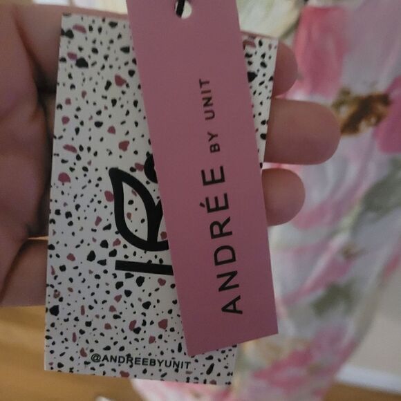 NWT Andree by Unit Floral Print A-Line Sleeveless Pink White Flowy Dress Size M - Picture 10 of 11